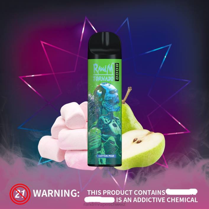 RandM Vape Schweiz | RandM Tornado 00P2241 8000 Airflow Control Vape-Gerät 1St Baumwollbirne